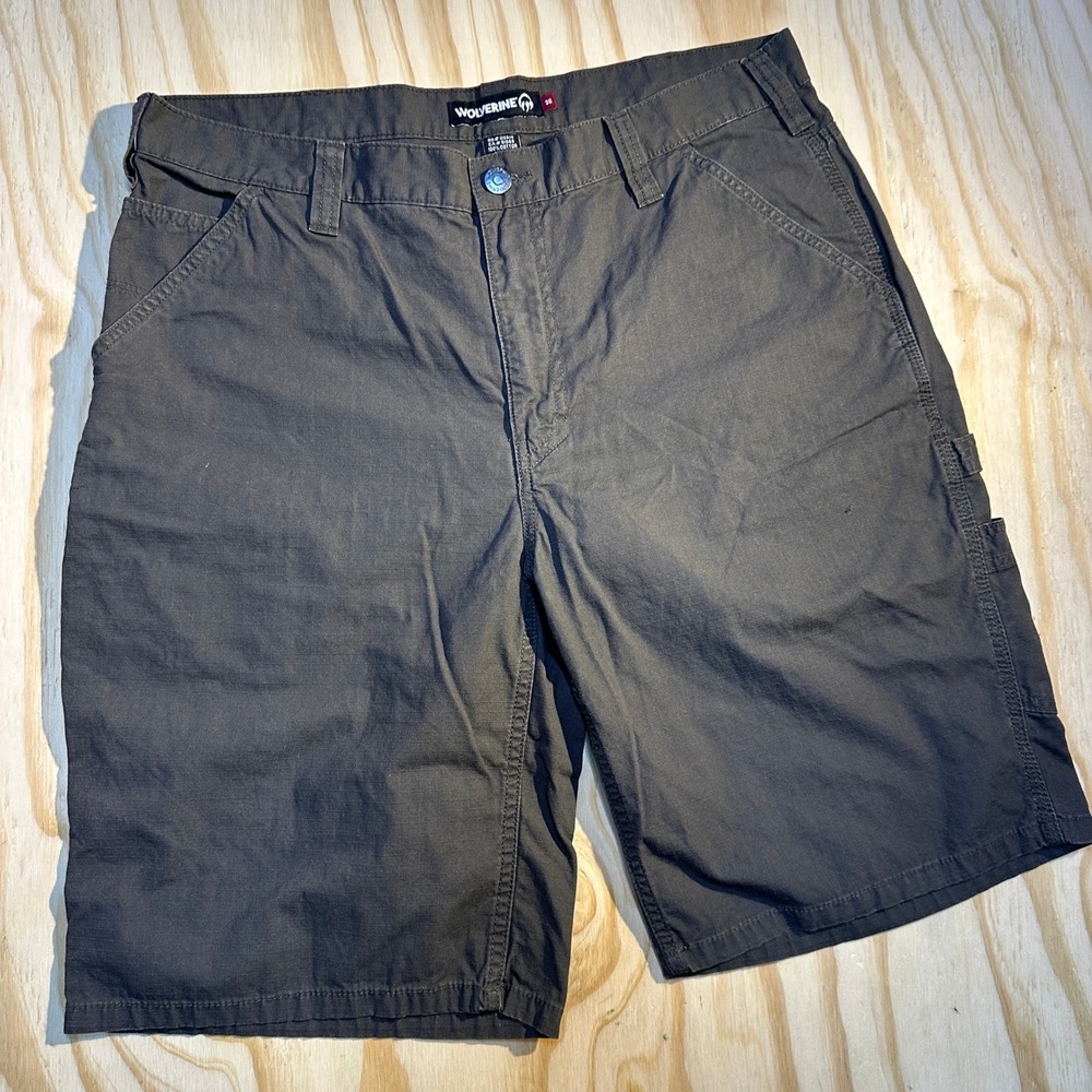 Wolverine Mens Size 36 Grey Cotton Canvas Carpenter Utility Work Shorts